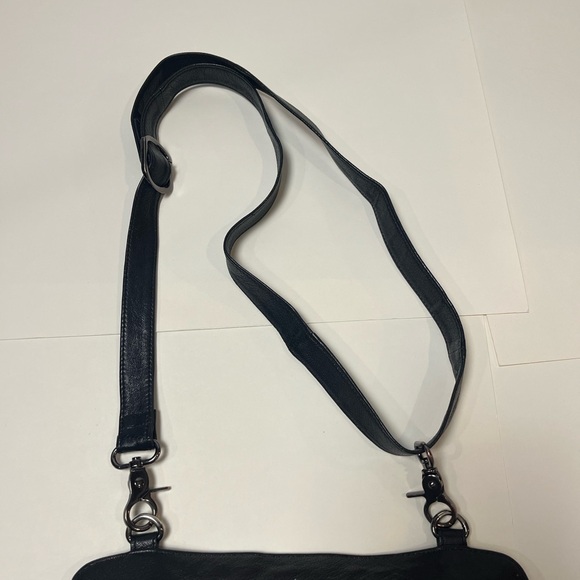 Silver Rose Black Leather Crossbody Bag Women’s or Men’s 90s Style - Picture 14 of 14